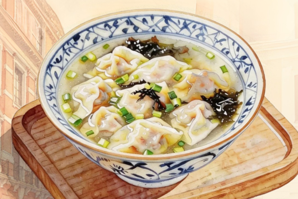 Pork and vegetable wontons