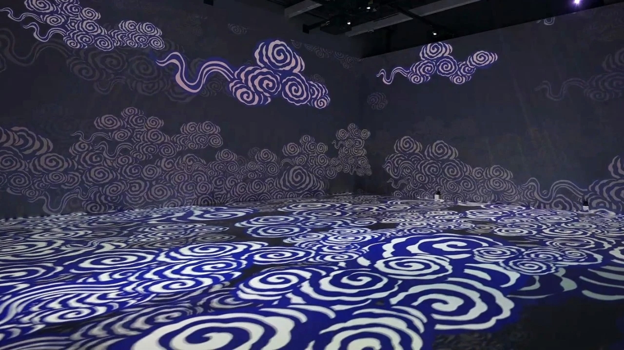 Traditional Chinese auspicious clouds drift in a digital sky..jpg