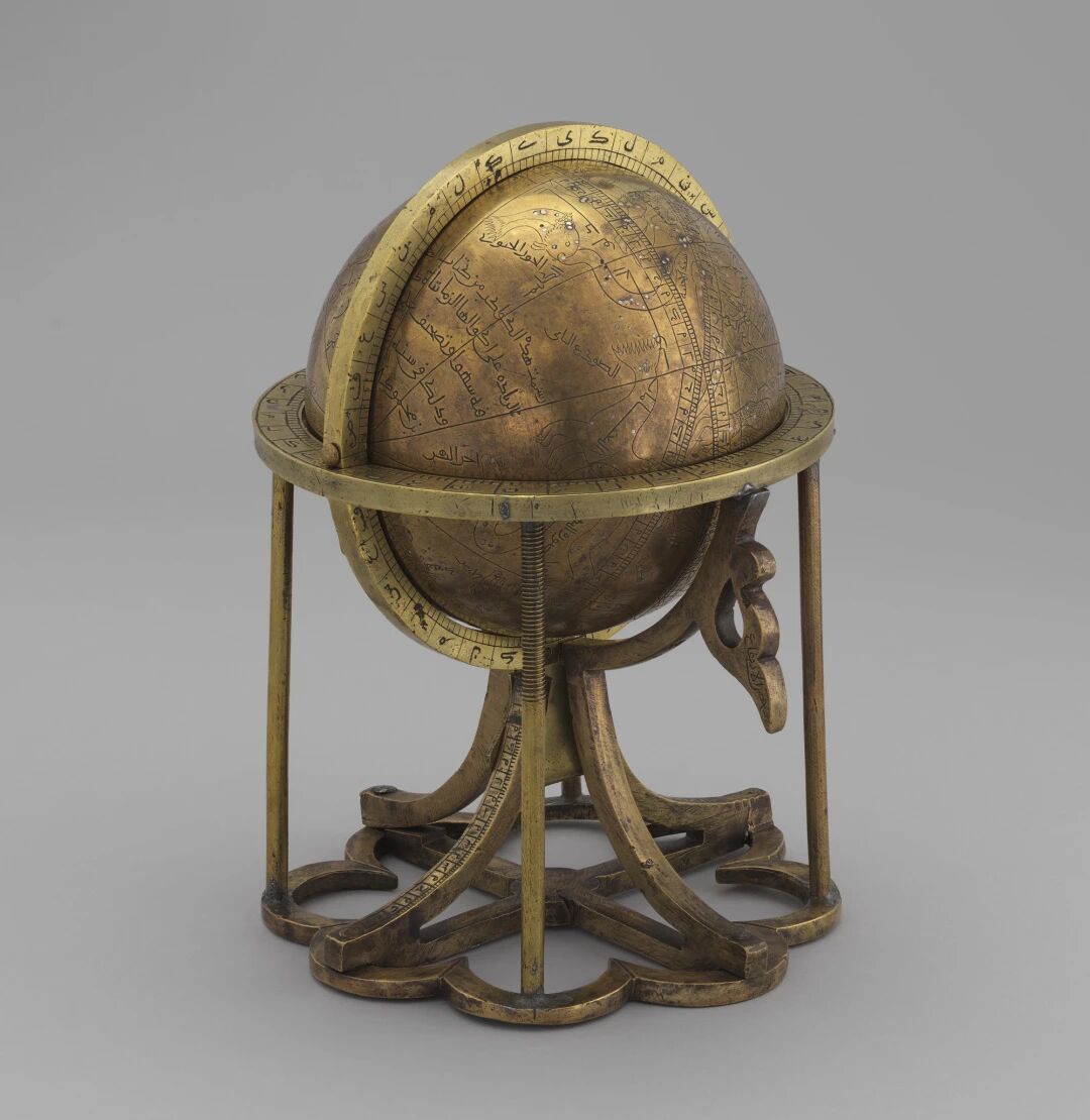 A celestial globe from India, crafted from brass and silver, dating back to the 17th to 18th century.jpg