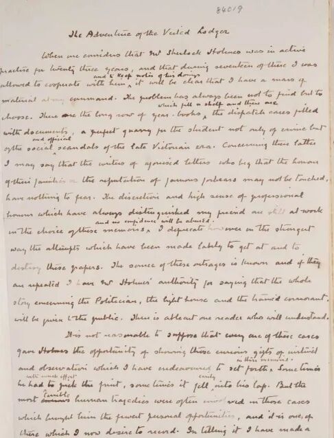 Original manuscript of Conan Doyle