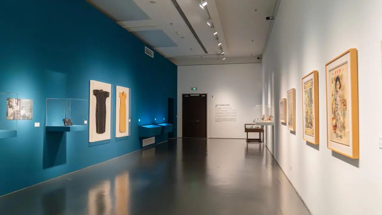 The exhibition showcases iconic qipao styles and thematic paintings that capture the essence of old Shanghai.jpg