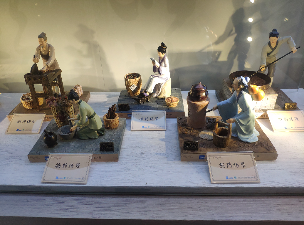 Scenes of traditional Chinese medicine preparation are showcased in the park..png