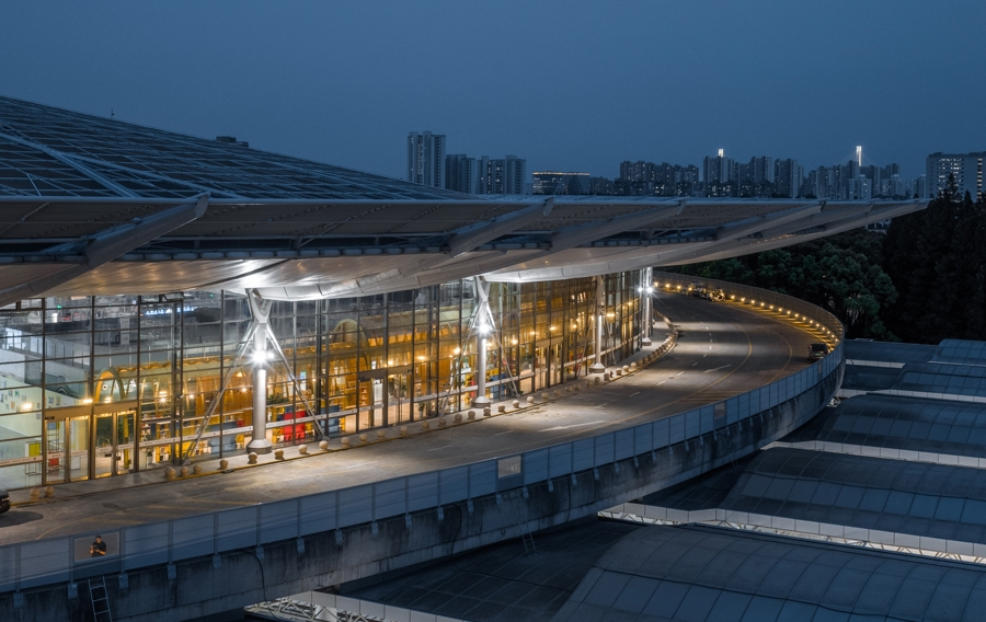 From the outside, the library emits a warm, golden glow in the evening.jpg