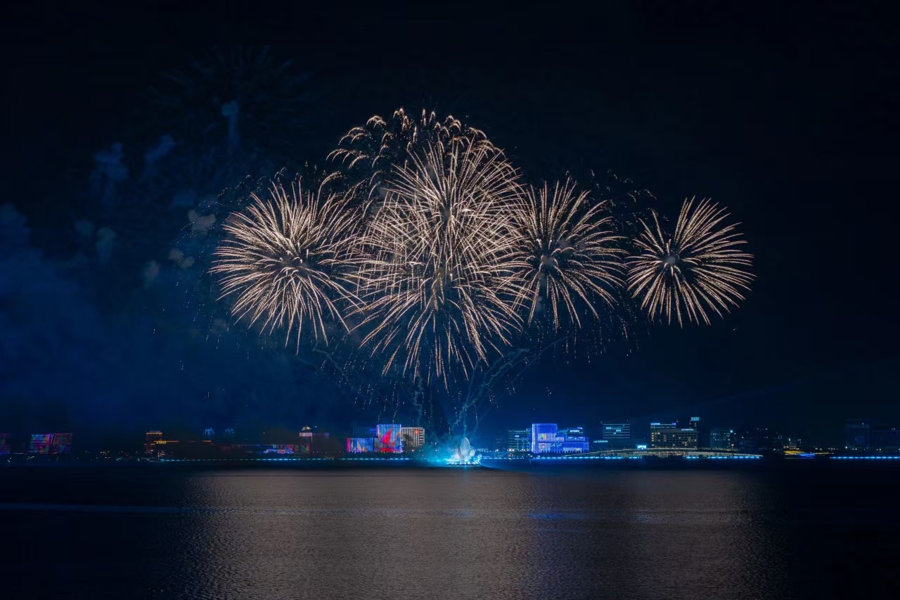 Dazzling firework and light show illuminates Lin-gang Special Area