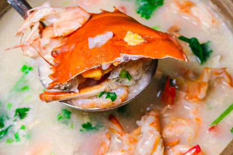 Simmering crab congee yields a fragrant and silky texture.png