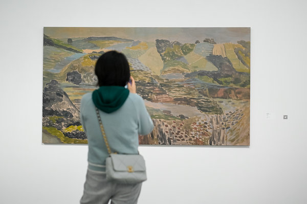 A visitor in front of a painting by Yu Youhan..jpeg A visitor in front of a painting by Yu Youhan..jpeg