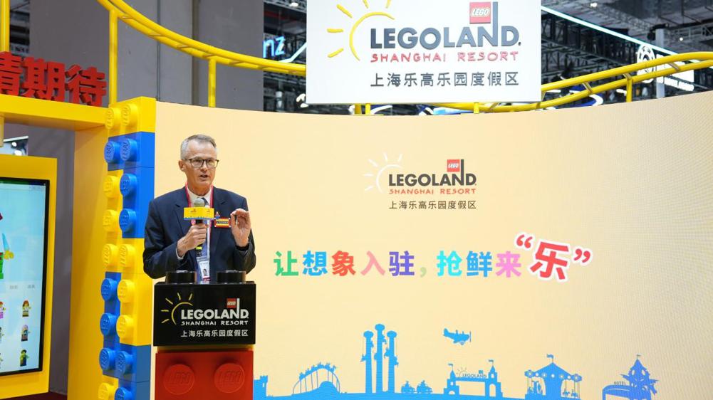 John Jakobsen, chief operating officer of the Legoland Shanghai Resort, addresses at a booth event announcing the resort’s opening next summer..jpeg